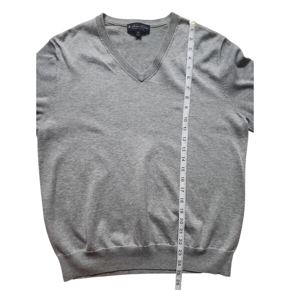 Brooks Brothers Supima Cotton Sweater Mens M Gray V-neck Preppy Old Money Office - Picture 6 of 7